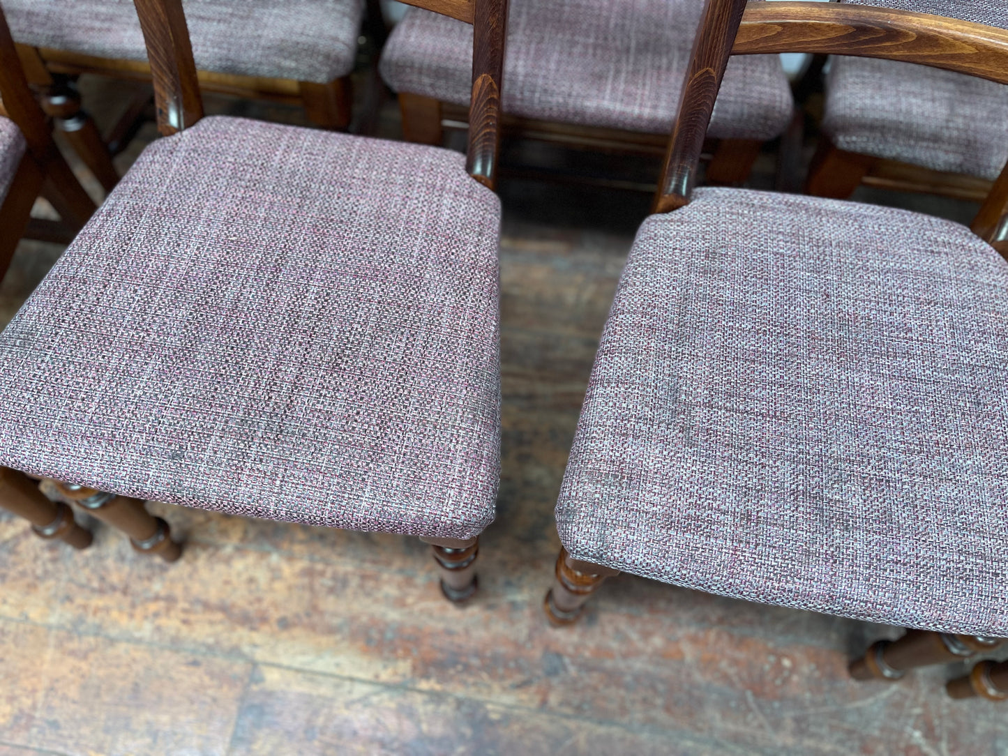 Set of 9 solid wood pub dining chairs