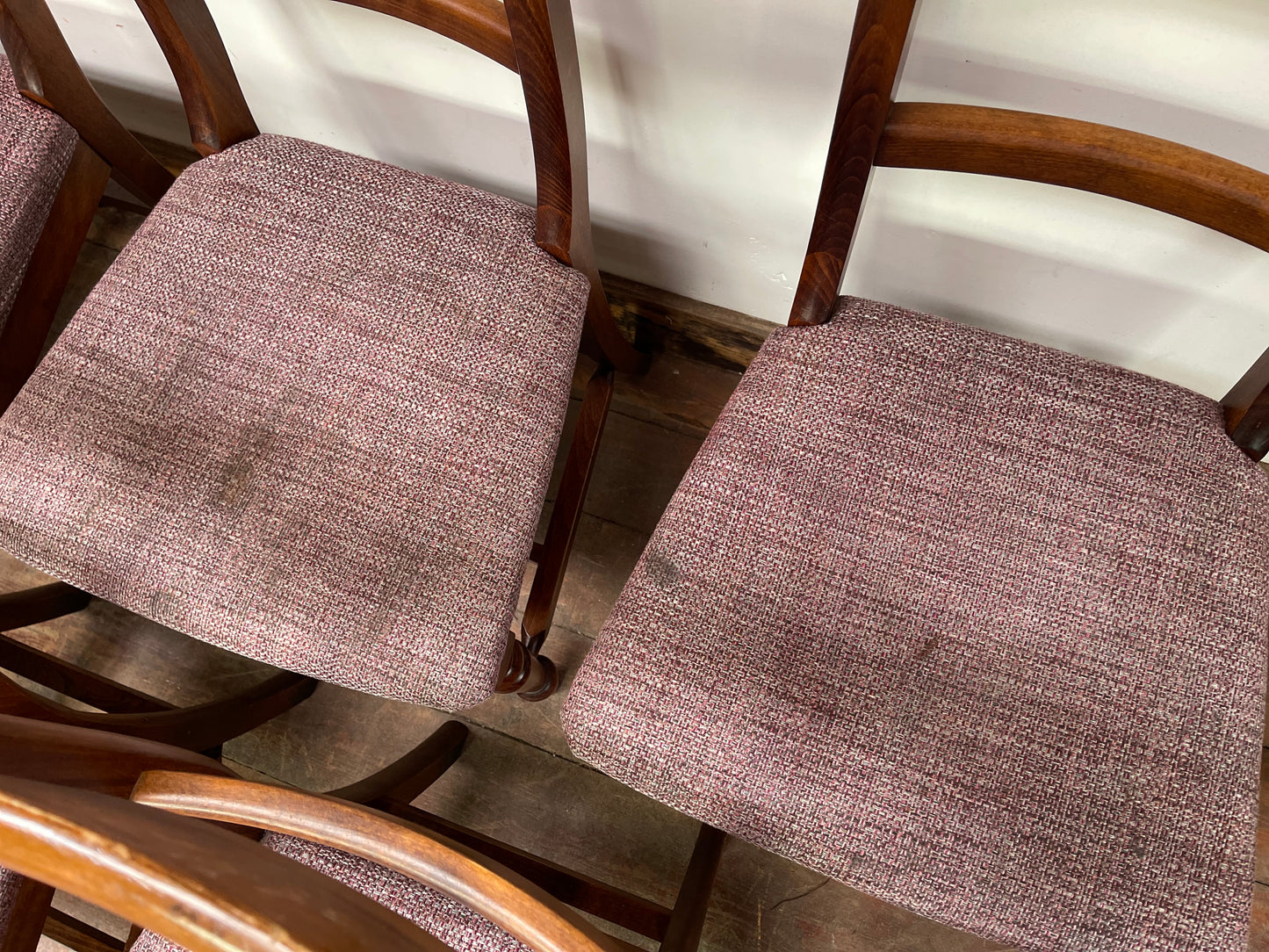 Set of 9 solid wood pub dining chairs