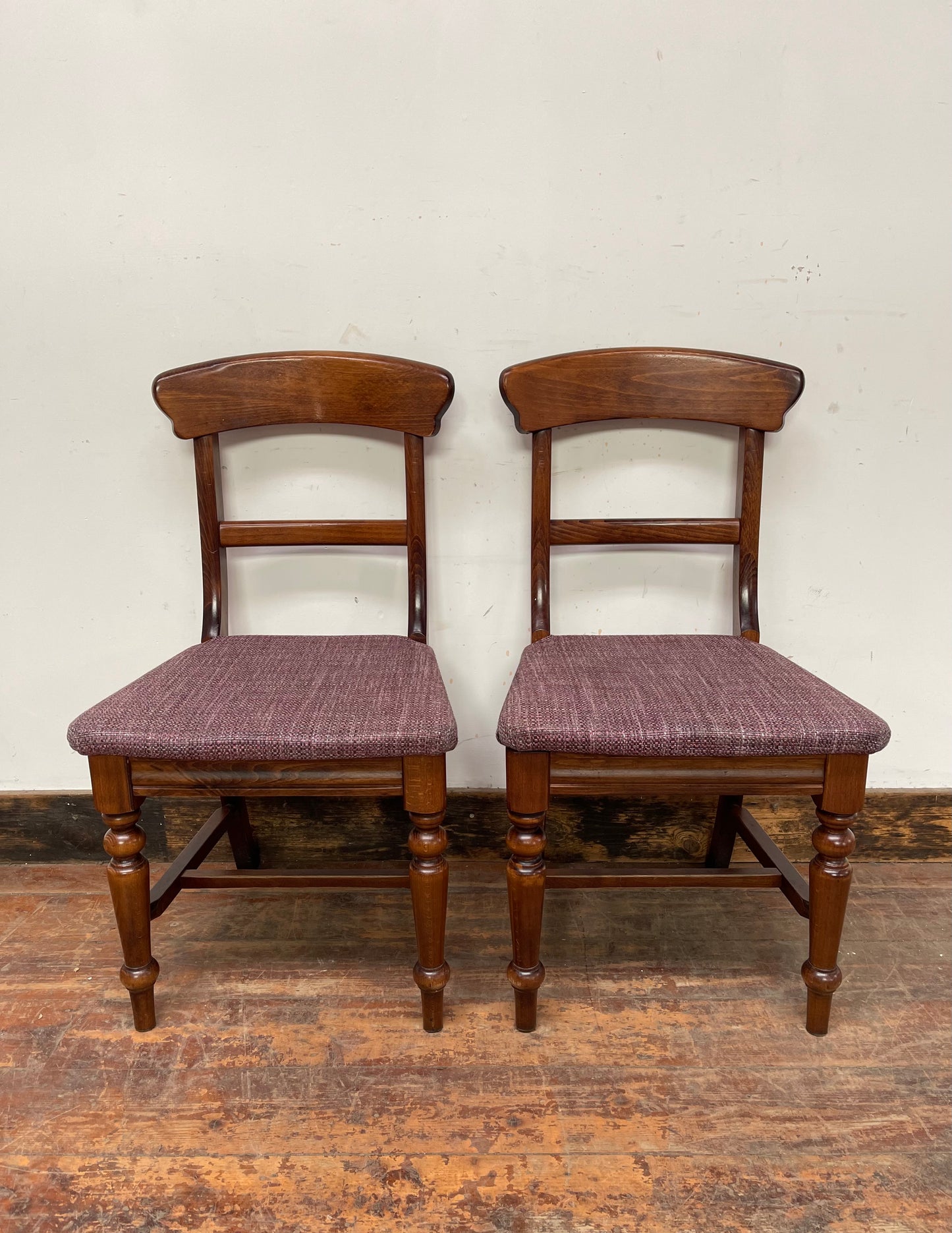 Set of 9 solid wood pub dining chairs