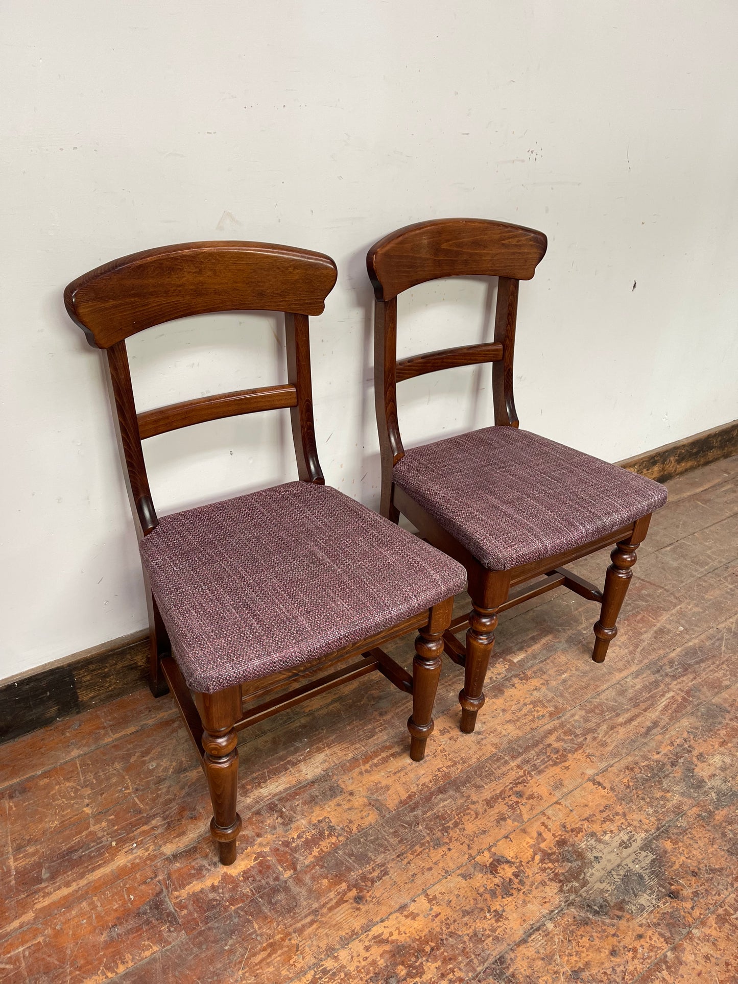 Set of 9 solid wood pub dining chairs