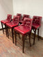 Stunning set of 6 red leather pub bar stools