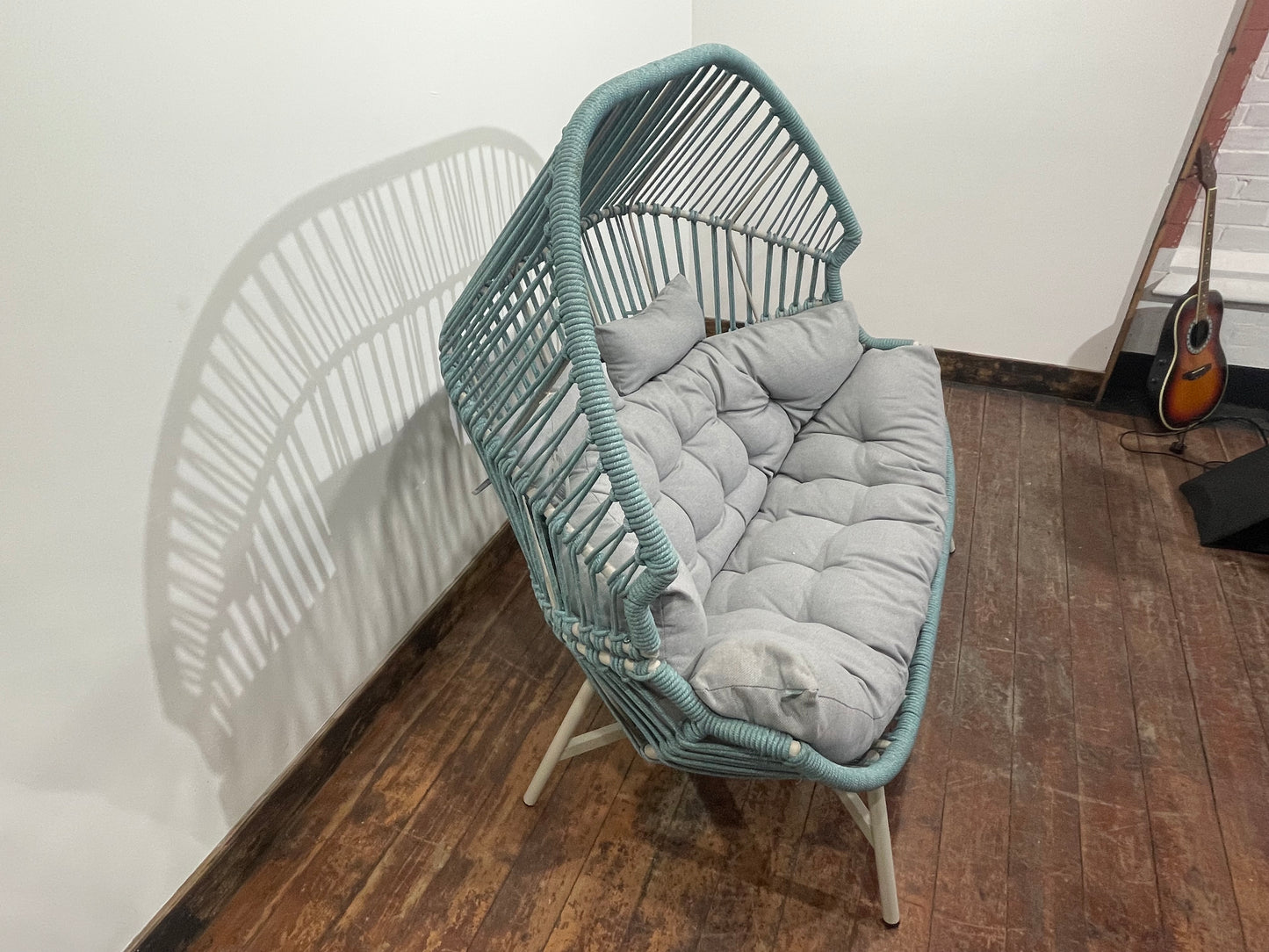 Indoor Outdoor Grey Duck Egg 2 Seater Sofa Loveseat with Cushions