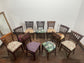 Set of 10 Classic Dining Chairs – Mixed Patterned Upholstery, Brand New Pads