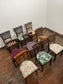 Set of 10 Classic Dining Chairs – Mixed Patterned Upholstery, Brand New Pads
