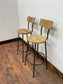 Pair of industrial style bar stools light wood metal frame