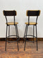 Pair of industrial style bar stools light wood metal frame