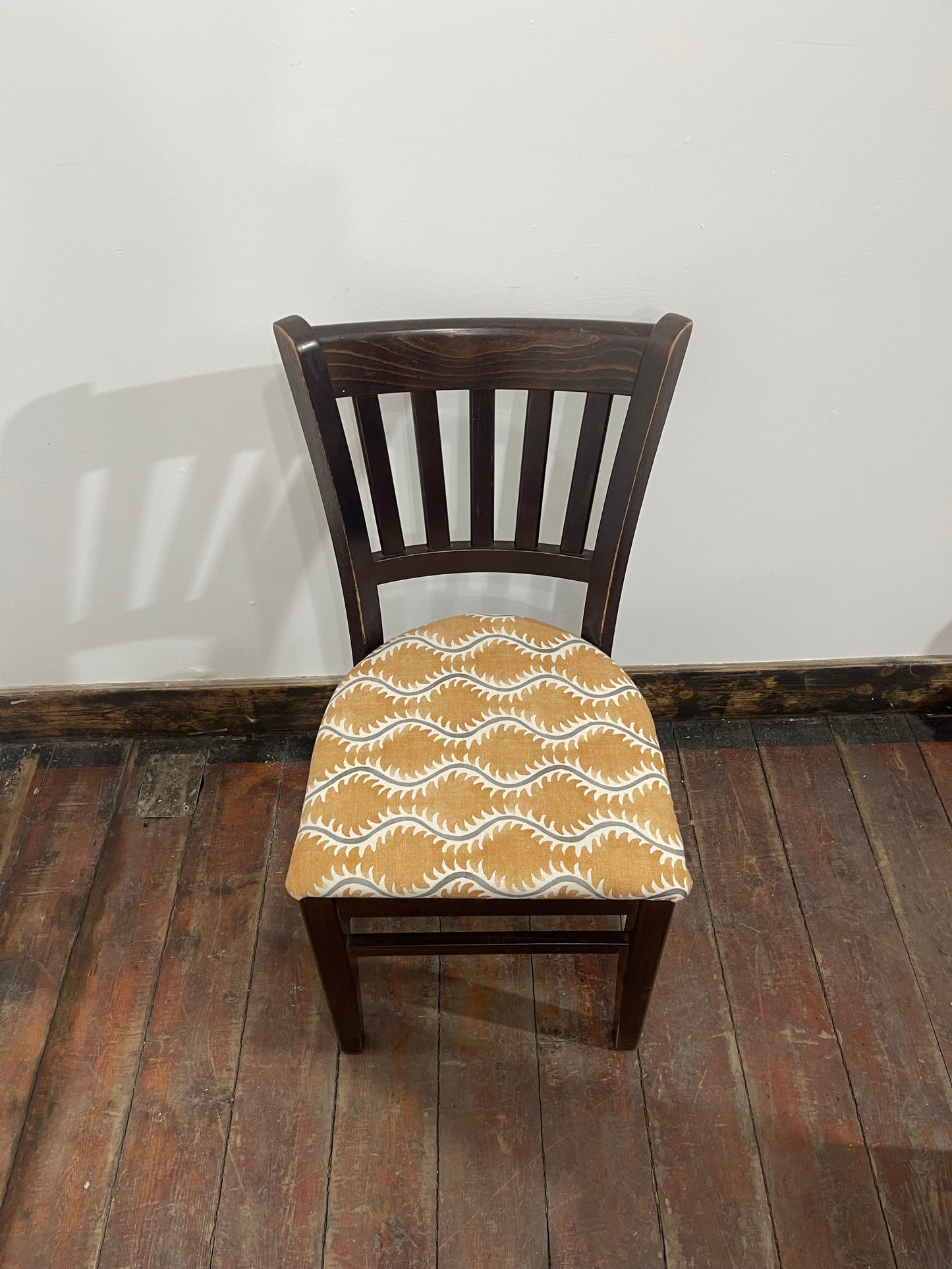 Set of 10 Classic Dining Chairs – Mixed Patterned Upholstery, Brand New Pads