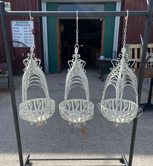 Ornate metal hanging basket