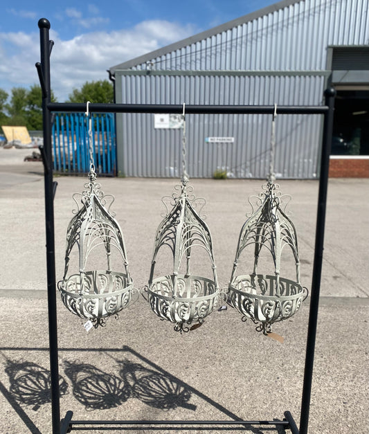 Ornate metal hanging basket