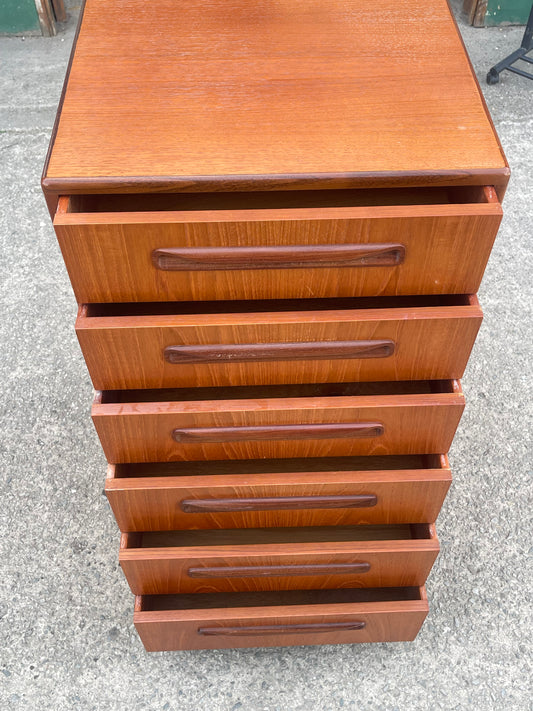 G Plan Fresco Tallboy Chest of Drawers Teak Mid Century Vintage 6 Drawer Tall Chest