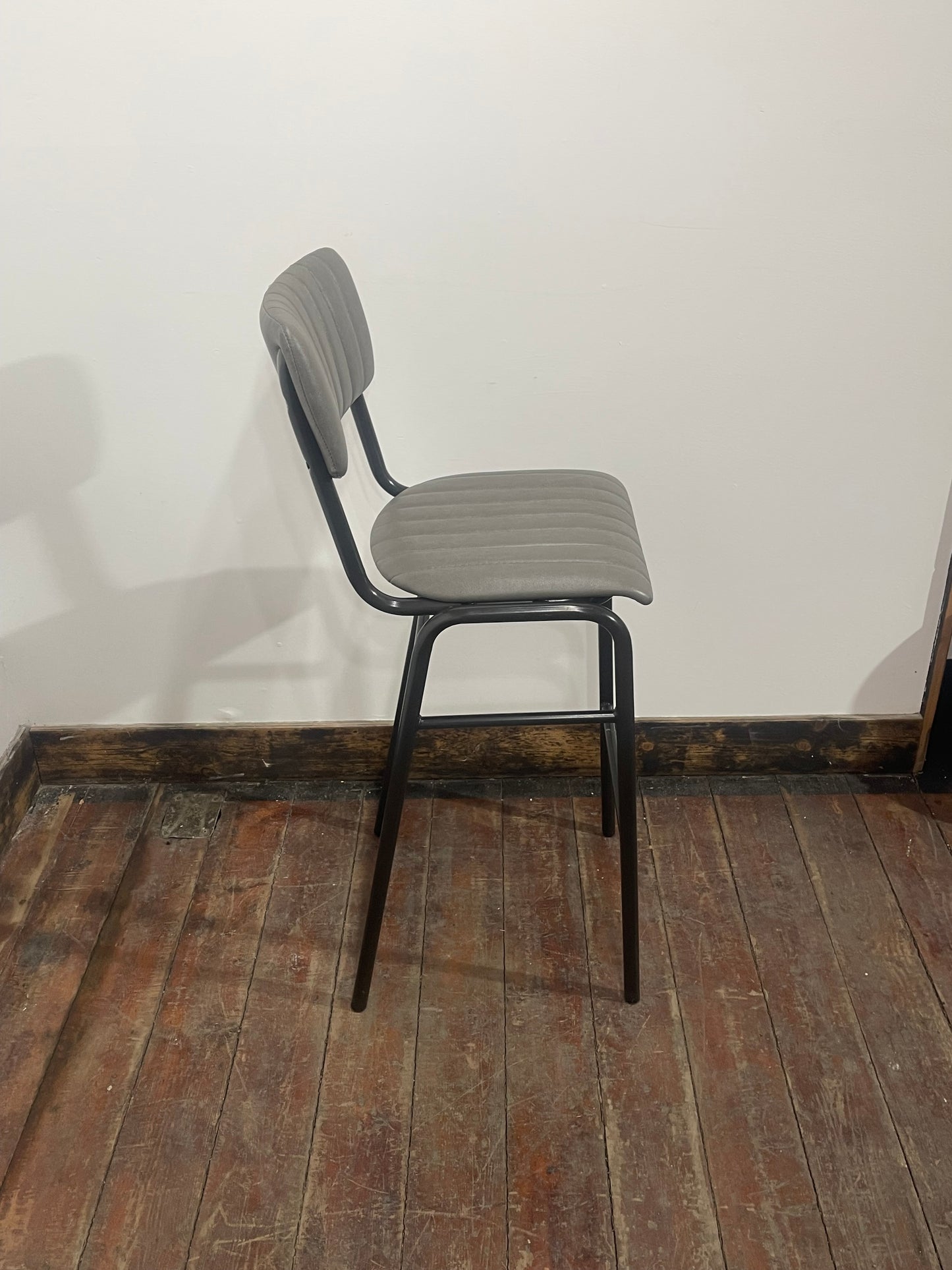 Ex-Display Set of 8 Grey Leather Effect Bar Stools / Industrial Style