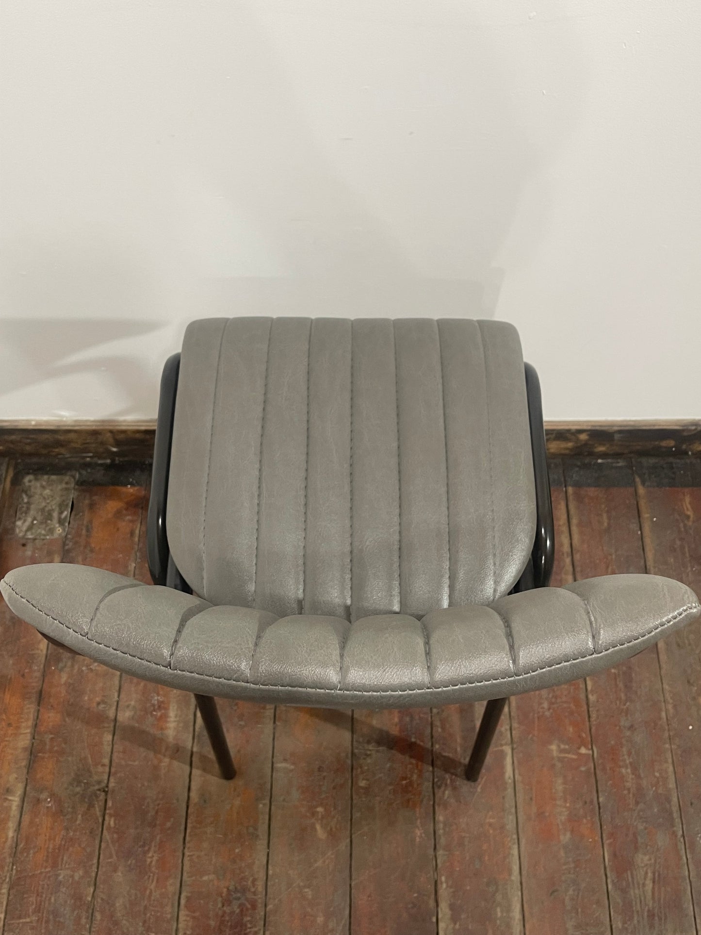 Ex-Display Set of 8 Grey Leather Effect Bar Stools / Industrial Style