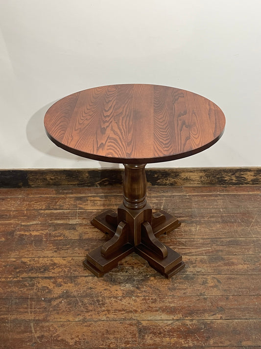Traditional Round Wooden Pedestal Dining Table | Solid Wood Bistro Kitchen Pub Table