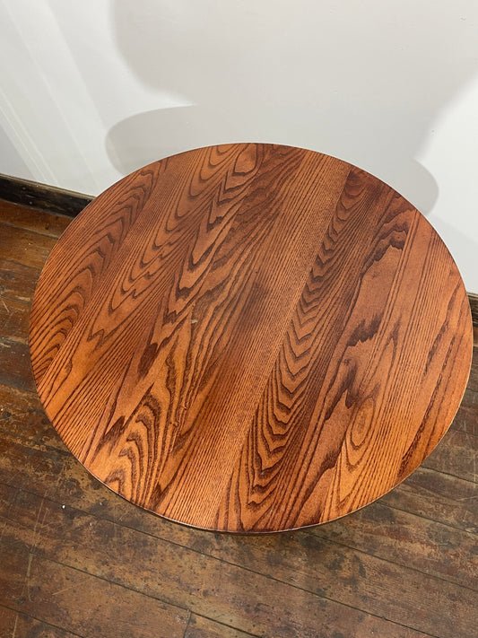 Traditional Round Wooden Pedestal Dining Table | Solid Wood Bistro Kitchen Pub Table