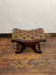 Vintage Chesterfield Leather Lounge Chair & Footstool | Tufted Brown Leather | Bentwood Frame | Fireside Armchair