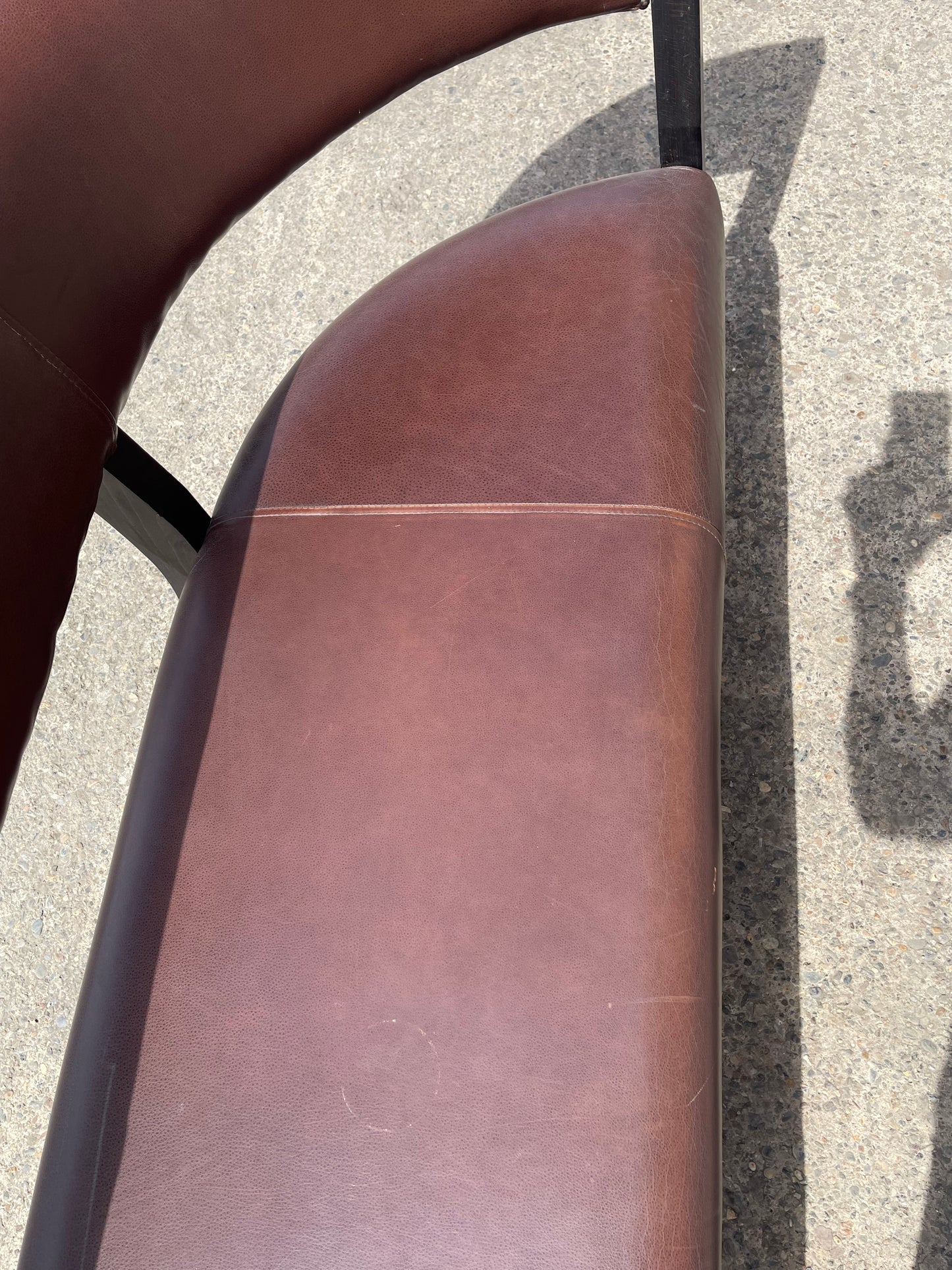 Large Curved Brown Faux Leather Restaurant Booth Bench Banquette Seating Sofa