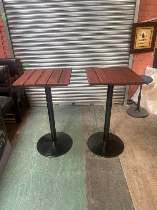 Pair of Solid Hardwood High Bar Tables | Pub Café Restaurant Bar Tables