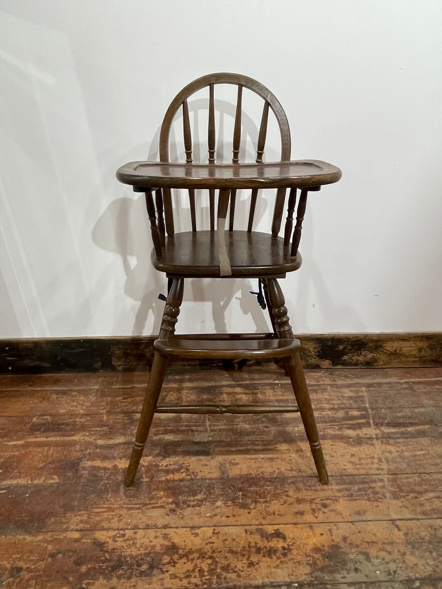 Vintage Solid Wood High Chair | Traditional Wooden Baby Chair with Tray