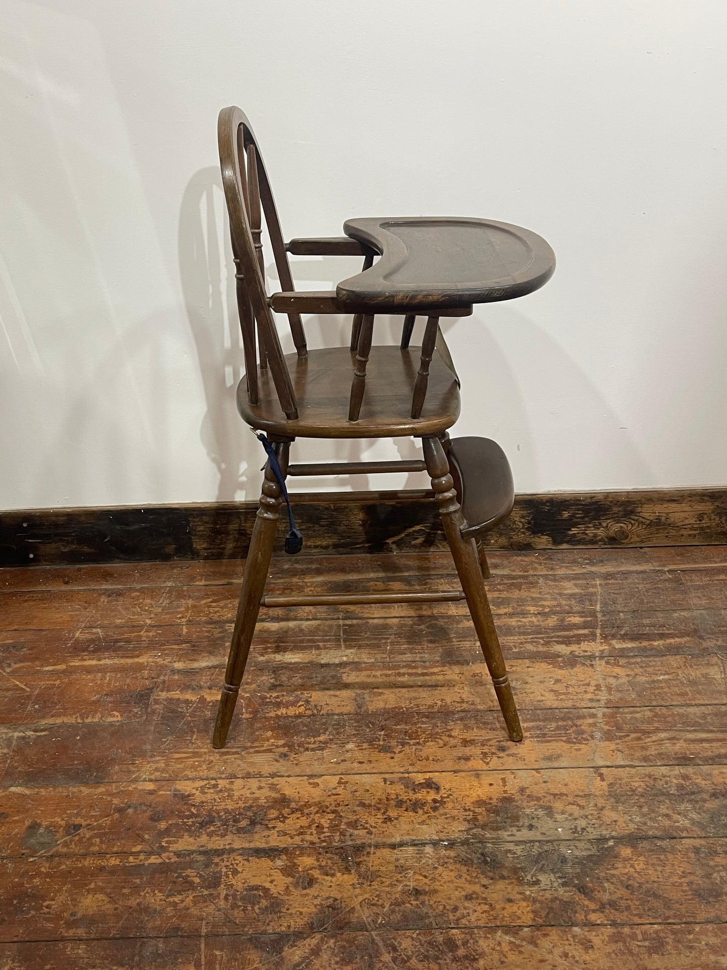 Vintage Solid Wood High Chair | Traditional Wooden Baby Chair with Tray