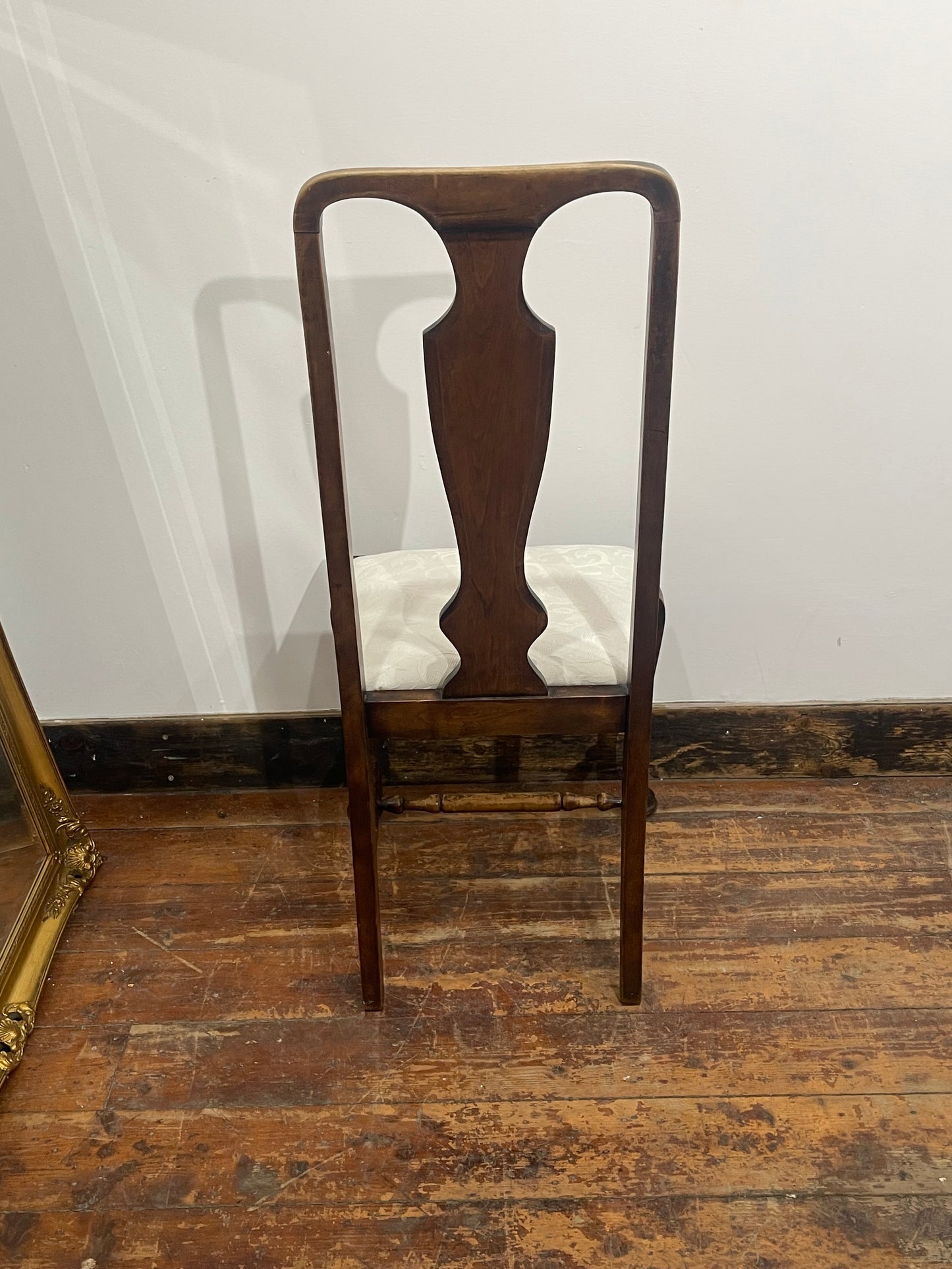 4 Antique Solid Oak Georgian Queen Anne Dining Chairs/ 100 years old