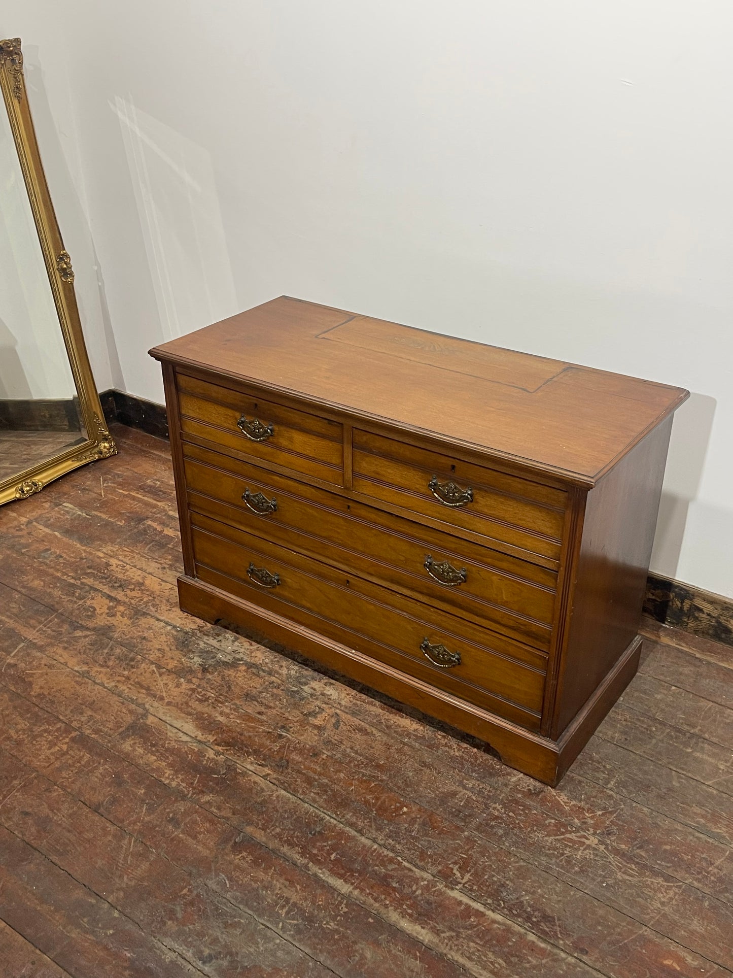 Vintage Antique Style 5 Drawer Wooden Chest of Drawers – Ornate Brass Handles