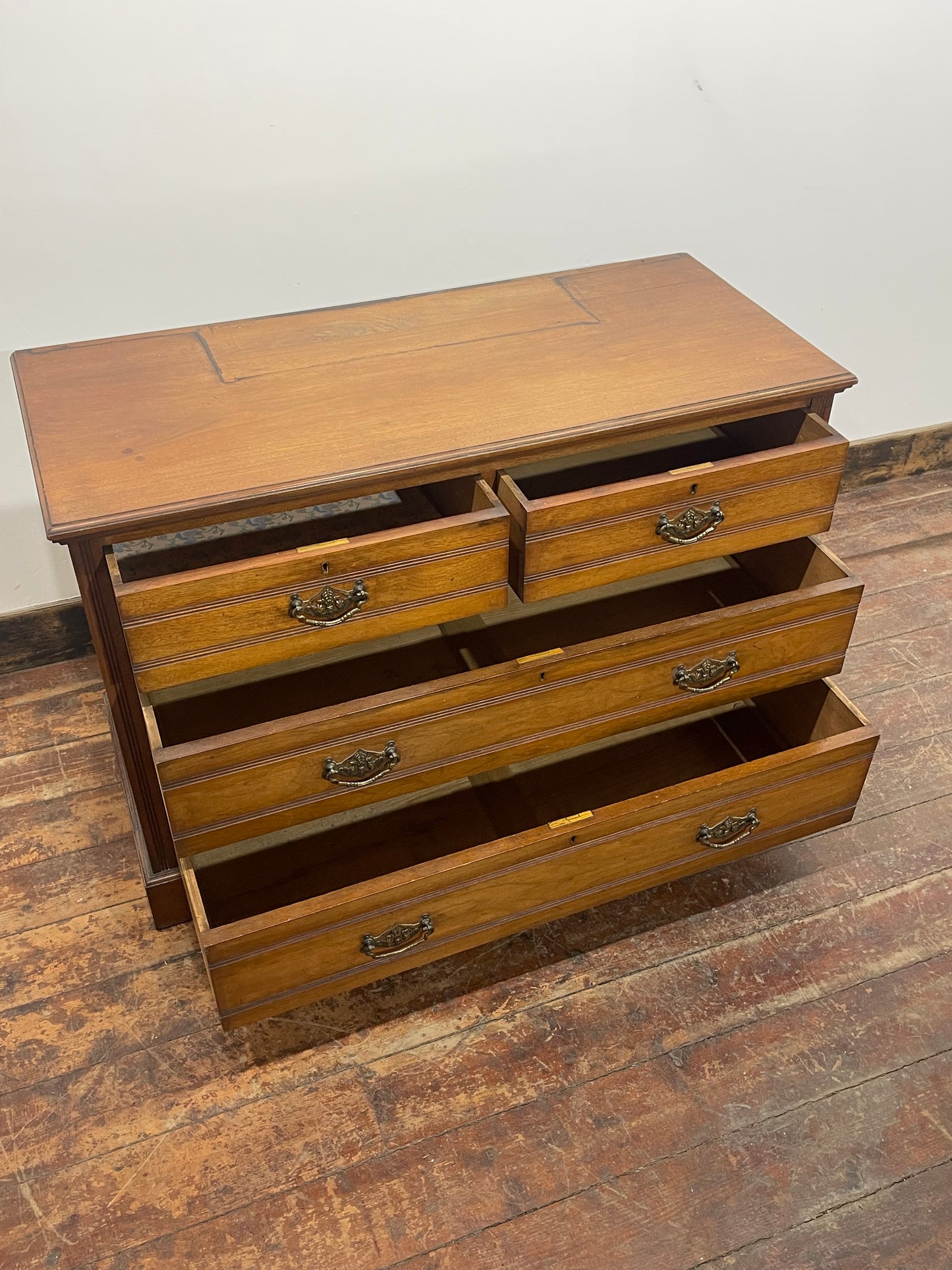 Vintage Antique Style 5 Drawer Wooden Chest of Drawers – Ornate Brass Handles