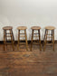 Set of 4 Vintage Wooden Bar Stools – Rustic Solid Wood Pub Kitchen Island Stools