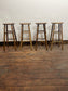 Set of 4 Vintage Wooden Bar Stools – Rustic Solid Wood Pub Kitchen Island Stools