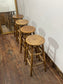 Set of 4 Vintage Wooden Bar Stools – Rustic Solid Wood Pub Kitchen Island Stools