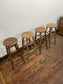 Set of 4 Vintage Wooden Bar Stools – Rustic Solid Wood Pub Kitchen Island Stools