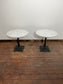 Pair of Ornate Cast Iron Bistro Tables – Marble Effect Tops – Vintage Style