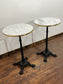 Pair of High Bar Poseur Tables Marble Effect Tops Gold Edge Cast Iron Bases