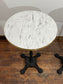 Pair of High Bar Poseur Tables Marble Effect Tops Gold Edge Cast Iron Bases