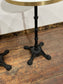 Pair of High Bar Poseur Tables Marble Effect Tops Gold Edge Cast Iron Bases