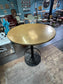 Vintage Round Poseur Bar Table Brass Top Black Metal Base Pub Bistro