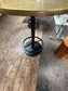 Vintage Round Poseur Bar Table Brass Top Black Metal Base Pub Bistro