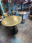 Vintage Round Poseur Bar Table Brass Top Black Metal Base Pub Bistro