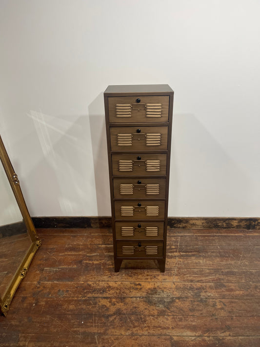 Industrial Style Tallboy 7 Drawer Storage Cabinet Unit Chest