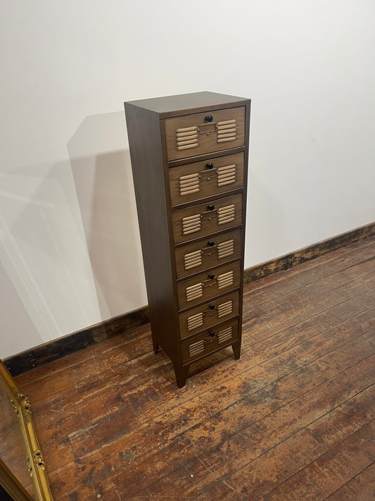 Industrial Style Tallboy 7 Drawer Storage Cabinet Unit Chest