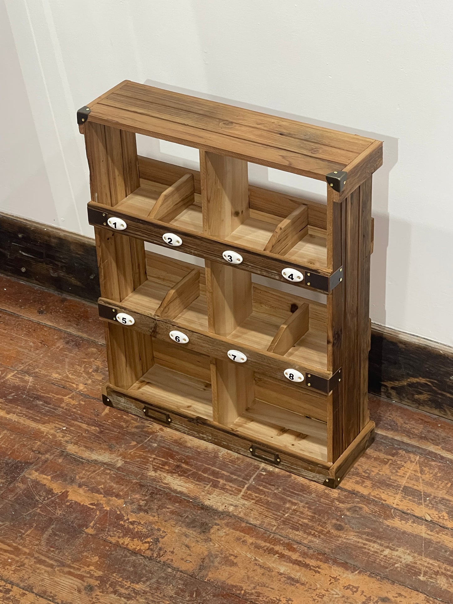 Rustic Wooden 8 Compartment Wall Organiser – Numbered Storage Rack