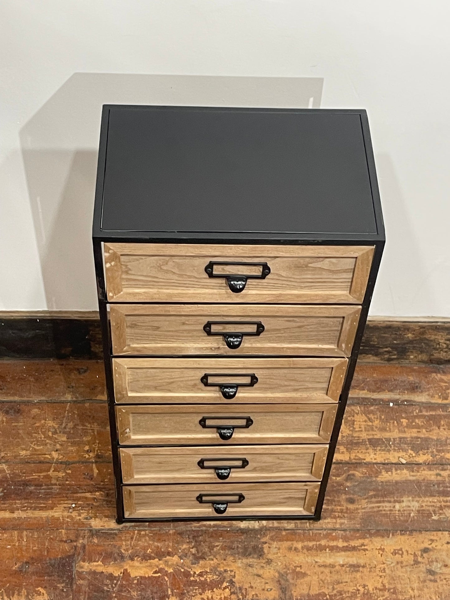 Industrial Style 6 Drawer Storage Unit – Wooden Drawers & Black Metal Frame