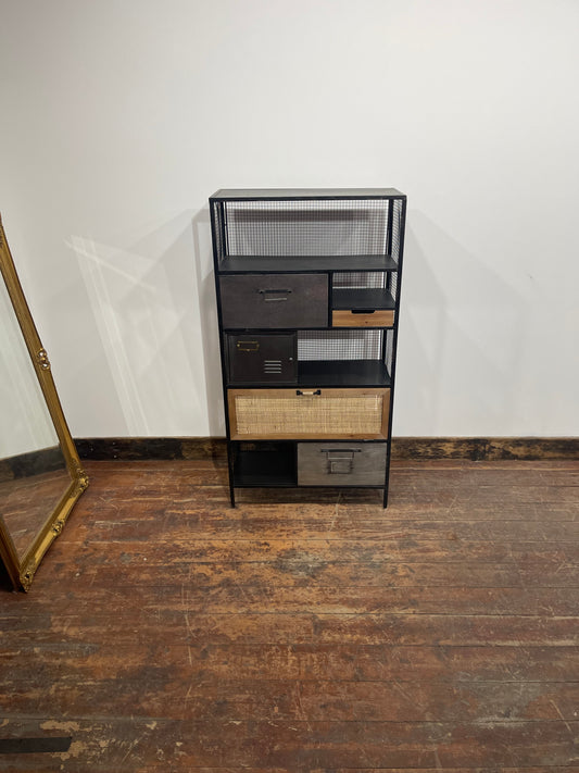 Industrial Style Metal & Wood Storage Cabinet Shelving Unit Drawers