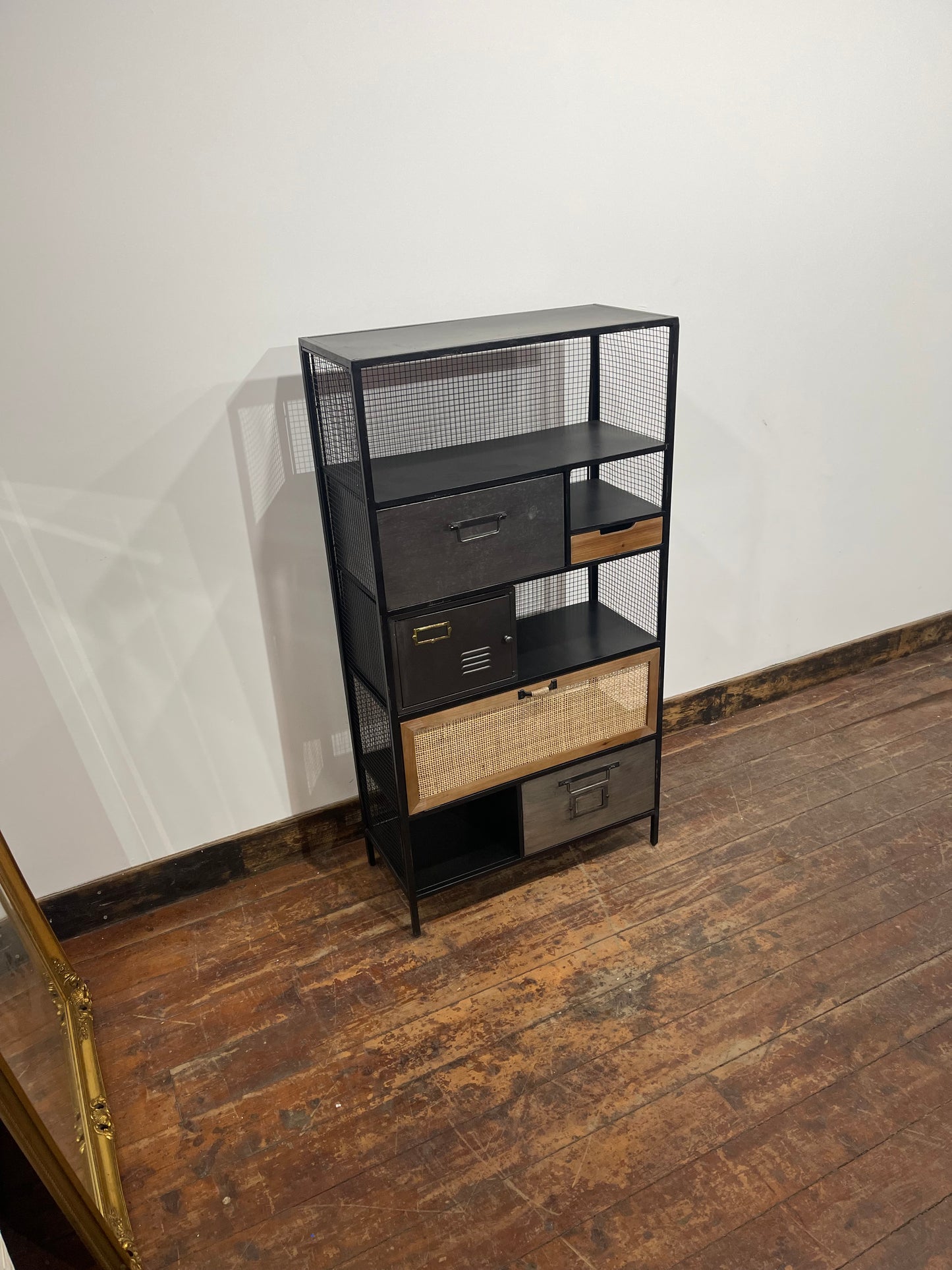 Industrial Style Metal & Wood Storage Cabinet Shelving Unit Drawers