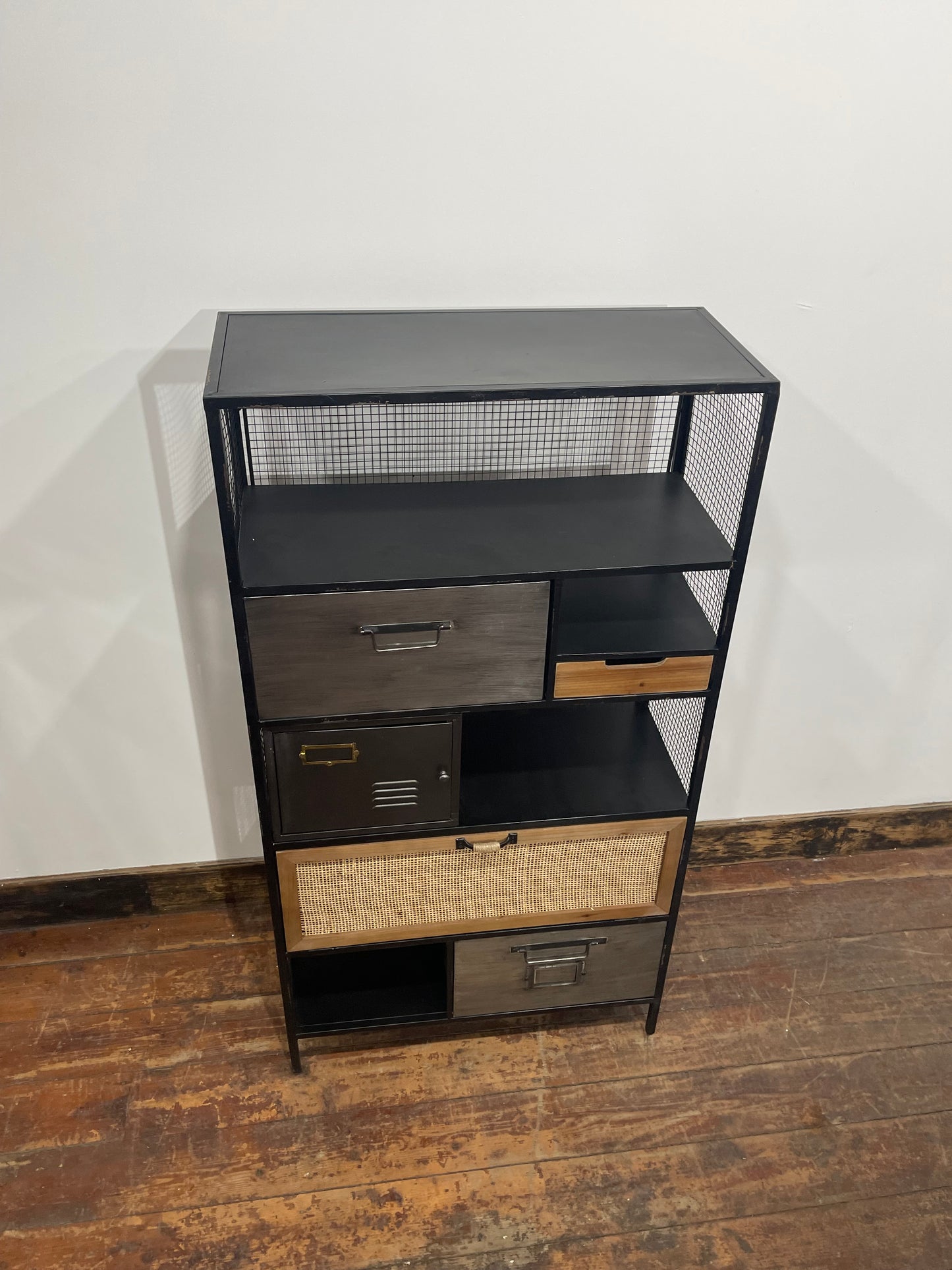 Industrial Style Metal & Wood Storage Cabinet Shelving Unit Drawers
