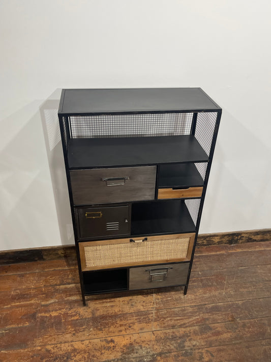 Industrial Style Metal & Wood Storage Cabinet Shelving Unit Drawers