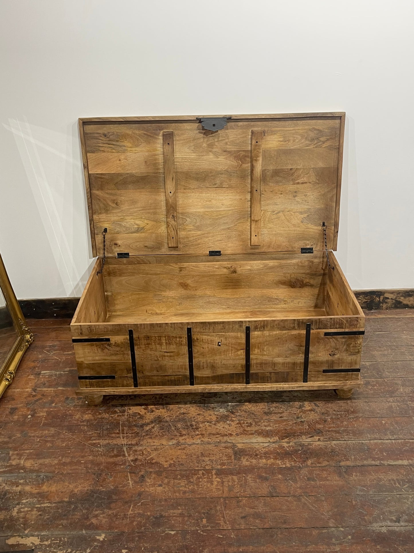 Rustic Wooden Storage Box Chest Decorative Blanket Toy Trunk Farmhouse Decor