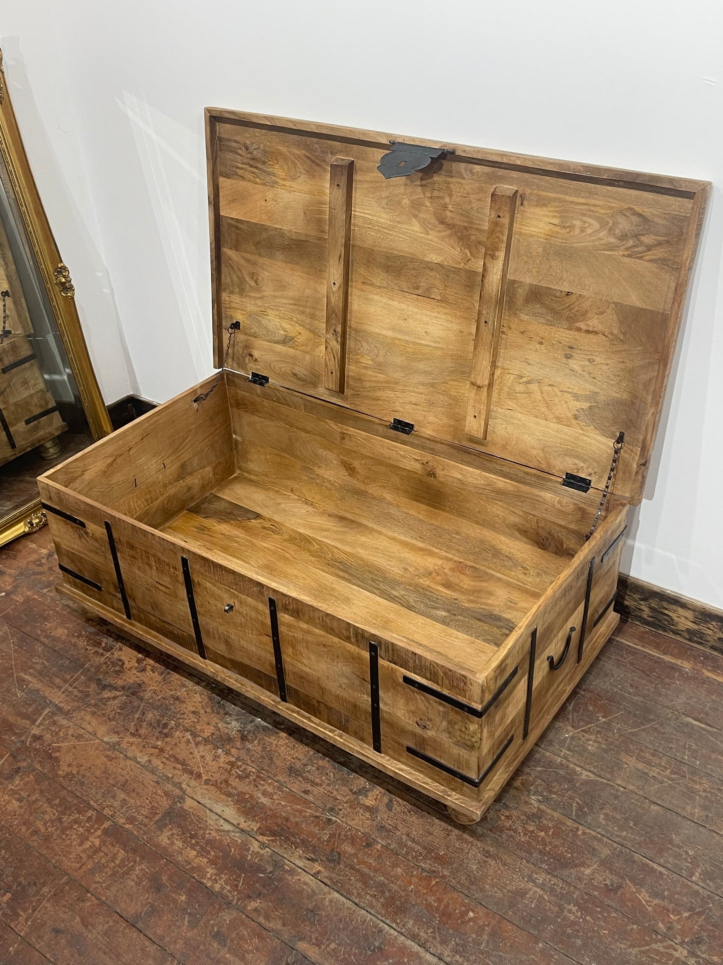 Rustic Wooden Storage Box Chest Decorative Blanket Toy Trunk Farmhouse Decor