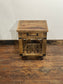Rustic Wooden Rolling Side Table with Drawer Storage -  Farmhouse Style