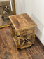 Rustic Wooden Rolling Side Table with Drawer Storage -  Farmhouse Style