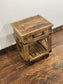 Rustic Wooden Rolling Side Table with Drawer Storage -  Farmhouse Style
